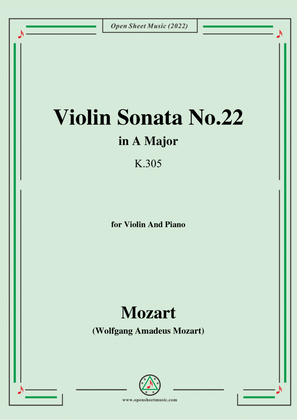 Book cover for Mozart-Violin Sonata No.22,in A Major,K.305,for Violin&Piano