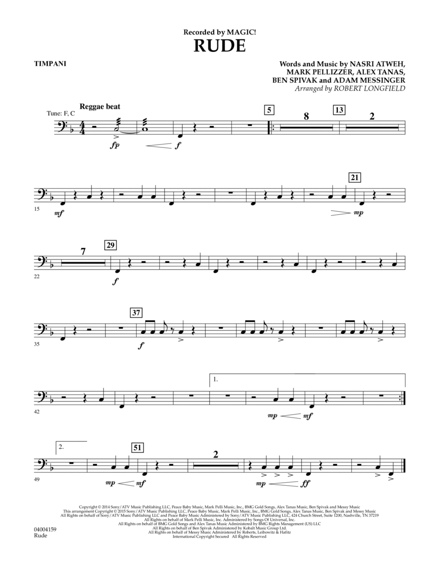 Rude - Timpani Concert Band scores gallery preview page 1