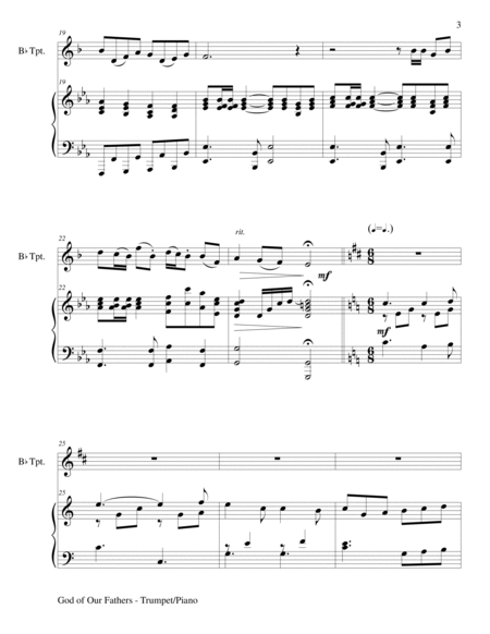 GOD OF OUR FATHERS (Duet – Bb Trumpet and Piano/Score and Parts) image number null