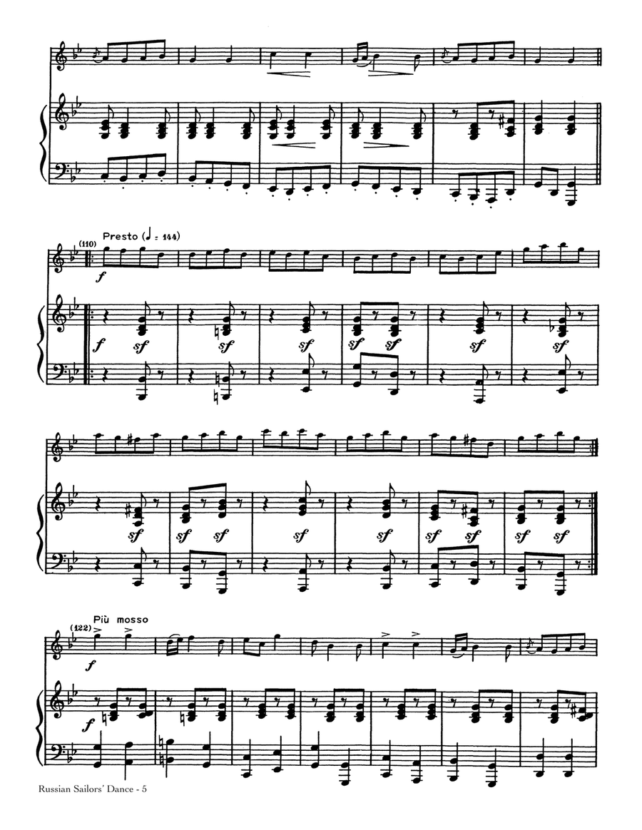 Russian Sailors' Dance Clarinet Solo scores gallery preview page 5