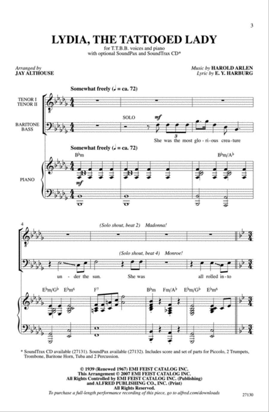 Lydia, the Tattooed Lady Men's Choir scores gallery preview page 2