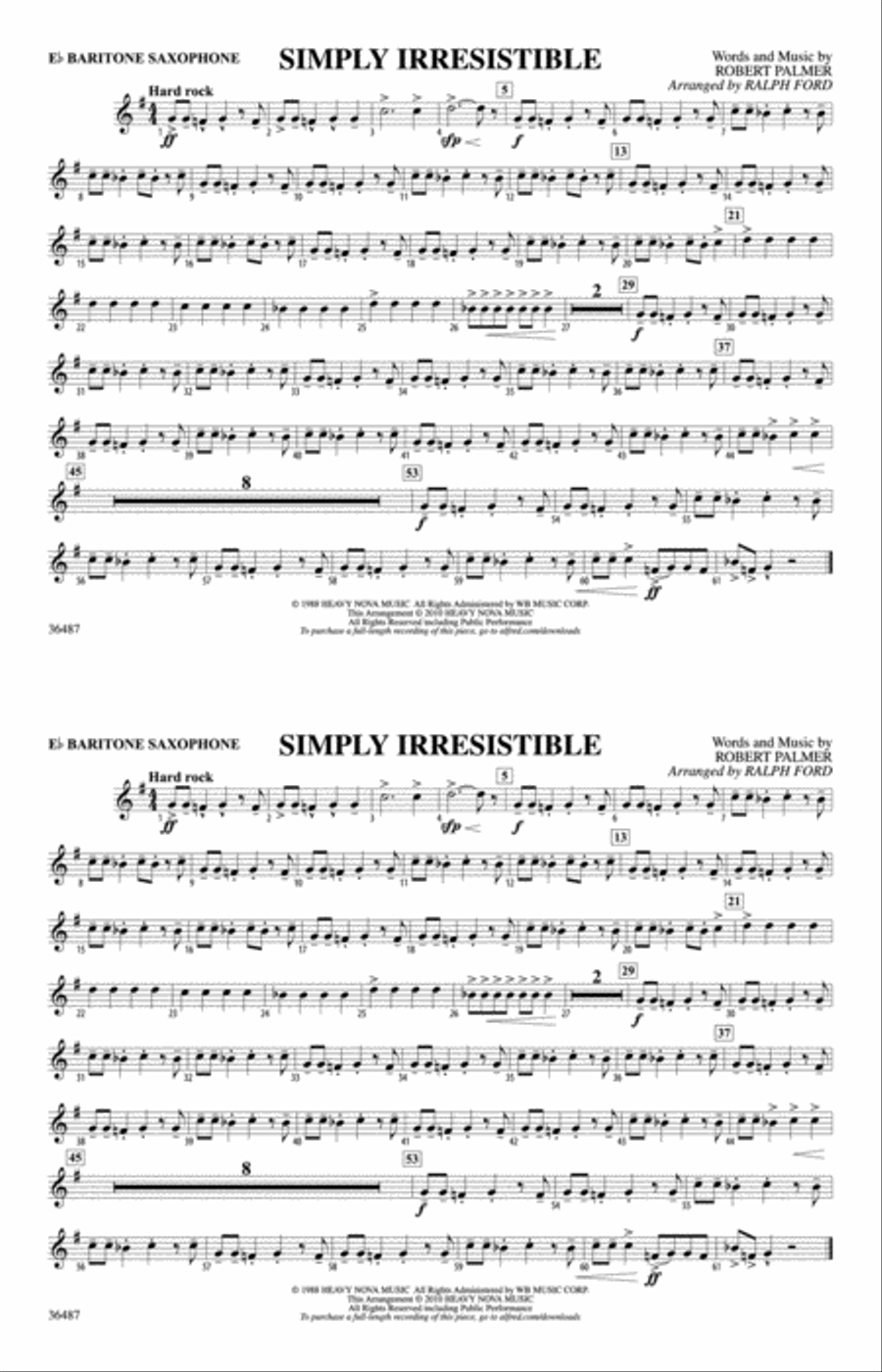 Simply Irresistible: E-flat Baritone Saxophone Marching Band scores gallery preview page 1