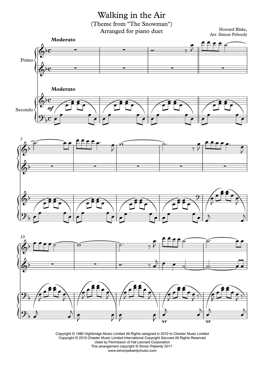 Walking In The Air 1 Piano, 4-Hands scores gallery preview page 2