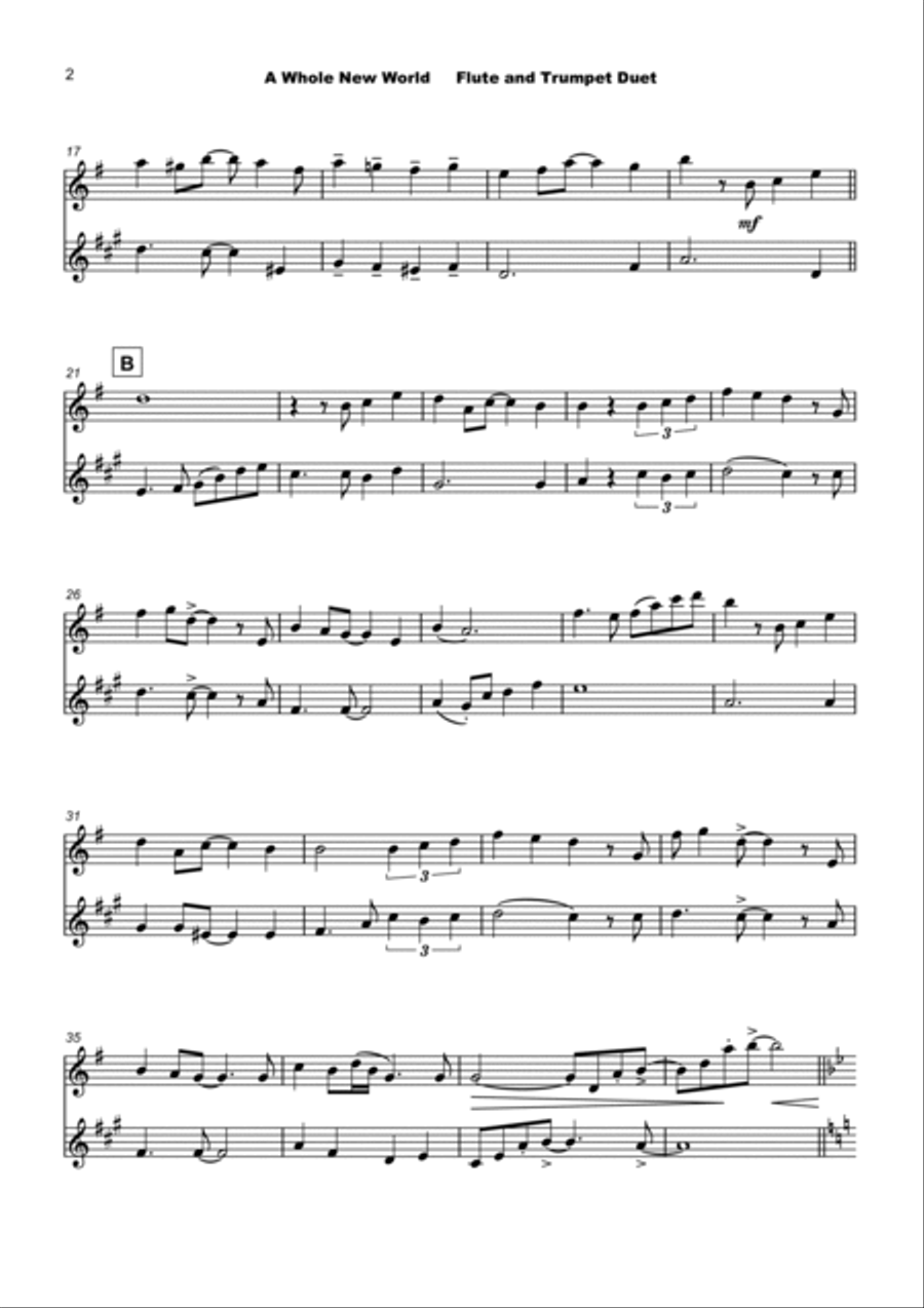A Whole New World (aladdin's Theme) Flute scores gallery preview page 3