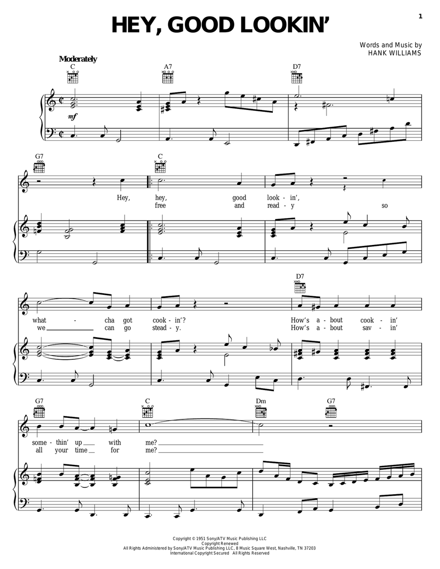 Hey, Good Lookin' Hey, Good Lookin' Piano, Vocal, Guitar scores gallery preview page 1