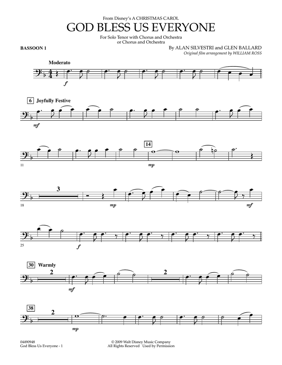 God Bless Us Everyone - Bassoon 1 Full Orchestra scores gallery preview page 1