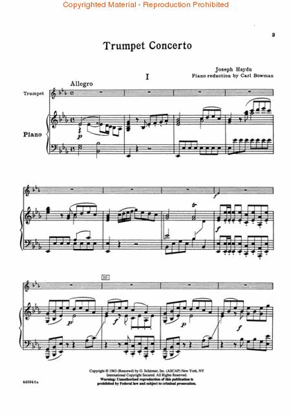Trumpet Concerto - Trumpet/Piano by Franz Joseph Haydn Orchestra - Sheet Music