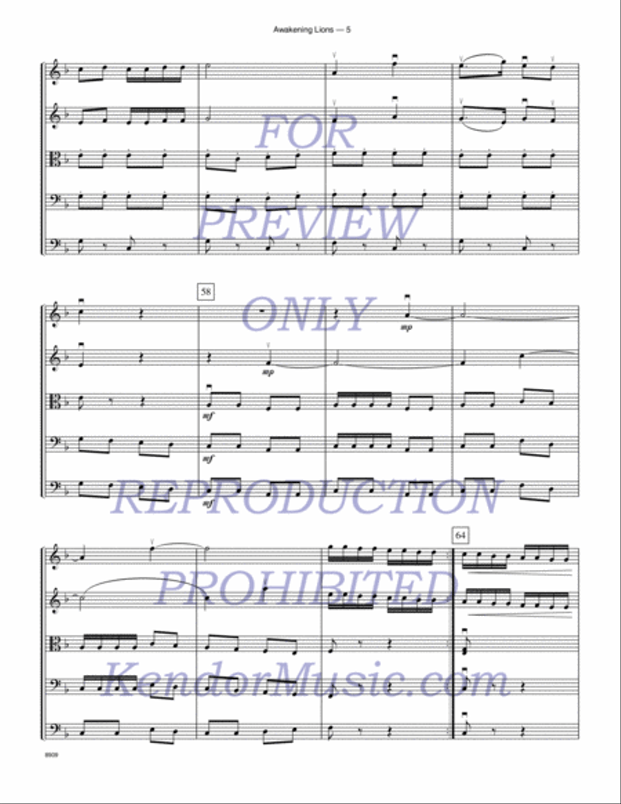 Awakening Lions (traditional Canton music) String Orchestra scores gallery preview page 6