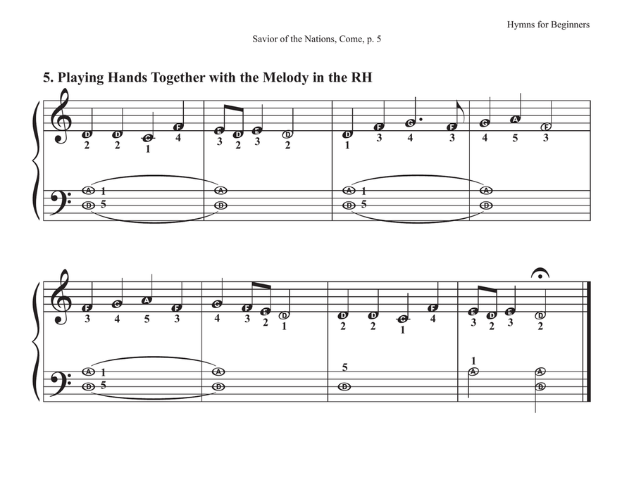 Savior of the Nations, Come (Hymns for Beginners) Piano Method scores gallery preview page 6