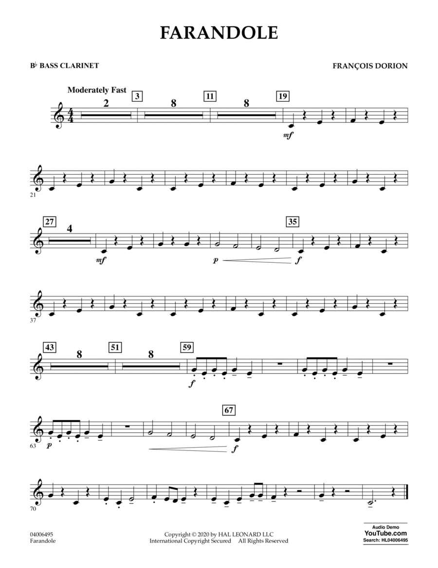 Farandole - Bb Bass Clarinet