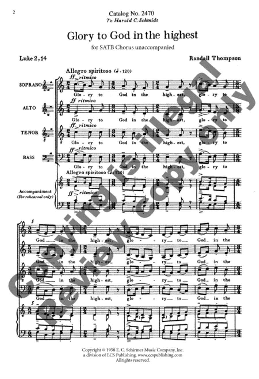 Glory to God in the Highest (Choral Score) 4-Part scores gallery preview page 2