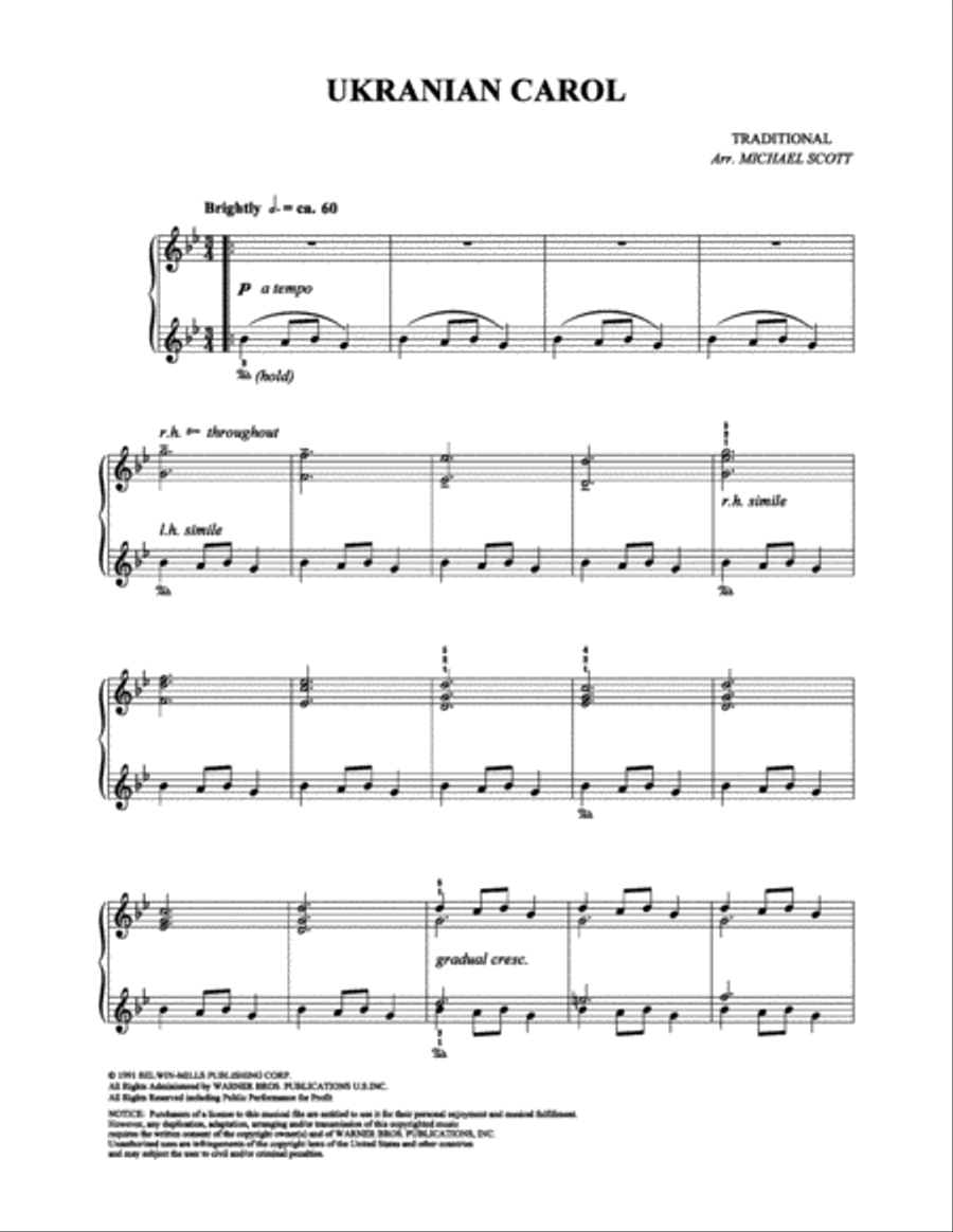 Ukranian Carol Ukranian Carol Piano Solo scores gallery preview page 1