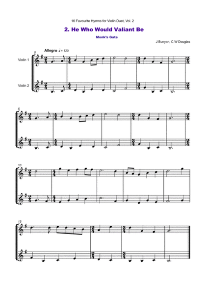 16 Favourite Hymns Vol.2 for Violin Duet by Various String Duet - Digital Sheet Music