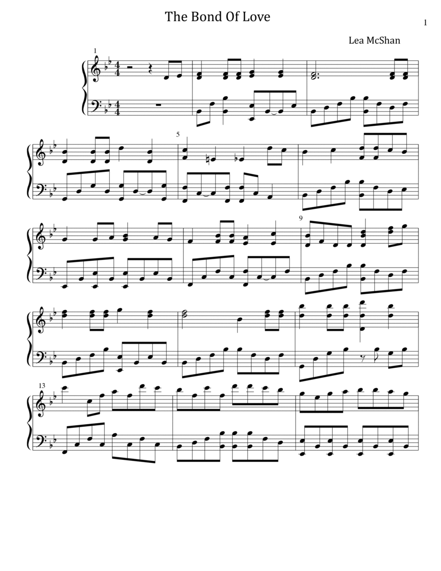 The Bond Of Love Piano Solo scores gallery preview page 1