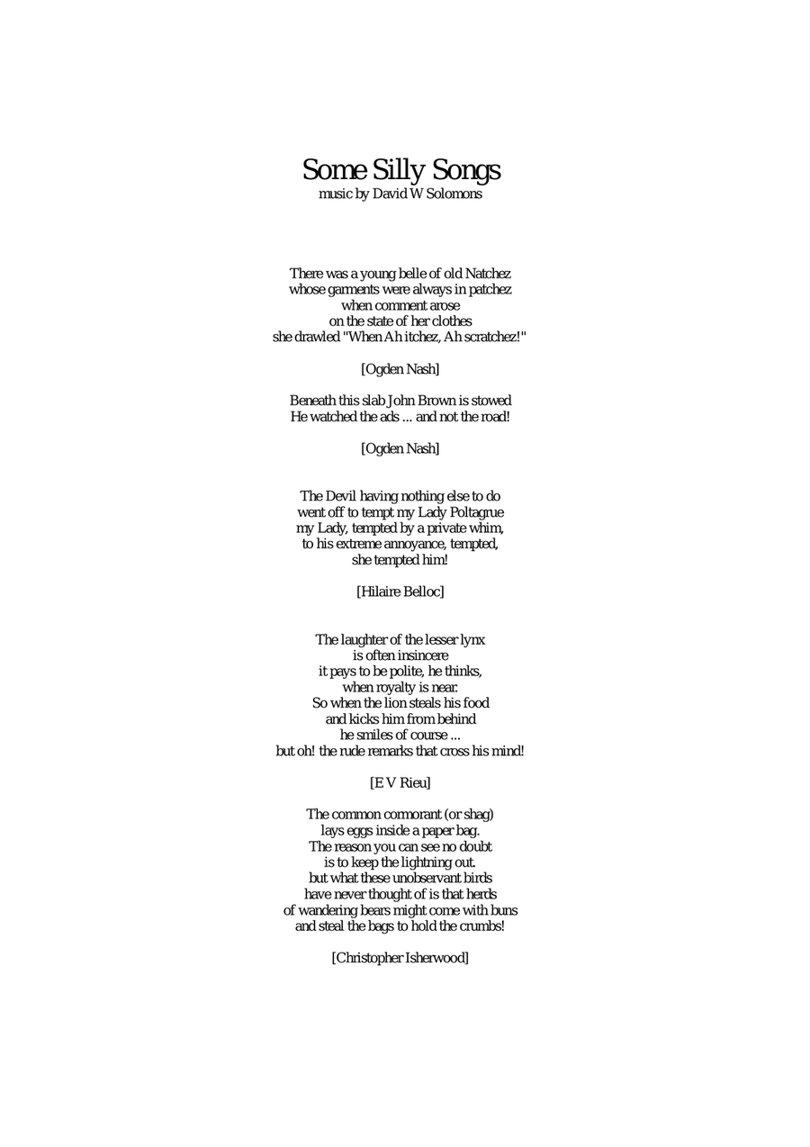 Some silly songs for alto and guitar Classical Guitar scores gallery preview page 1