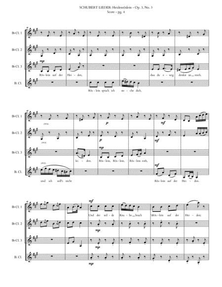 Schubert Lieder for Clarinet Quartet