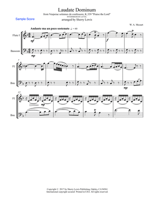 LAUDATE DOMINUM for Duo, Intermediate Level for String Duo,Woodwind Duo, combination of treble/bass