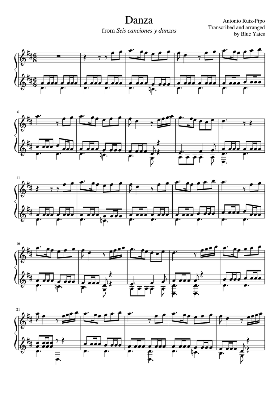 Danza (Antonio Ruiz-Pipo) Classical Guitar scores gallery preview page 1