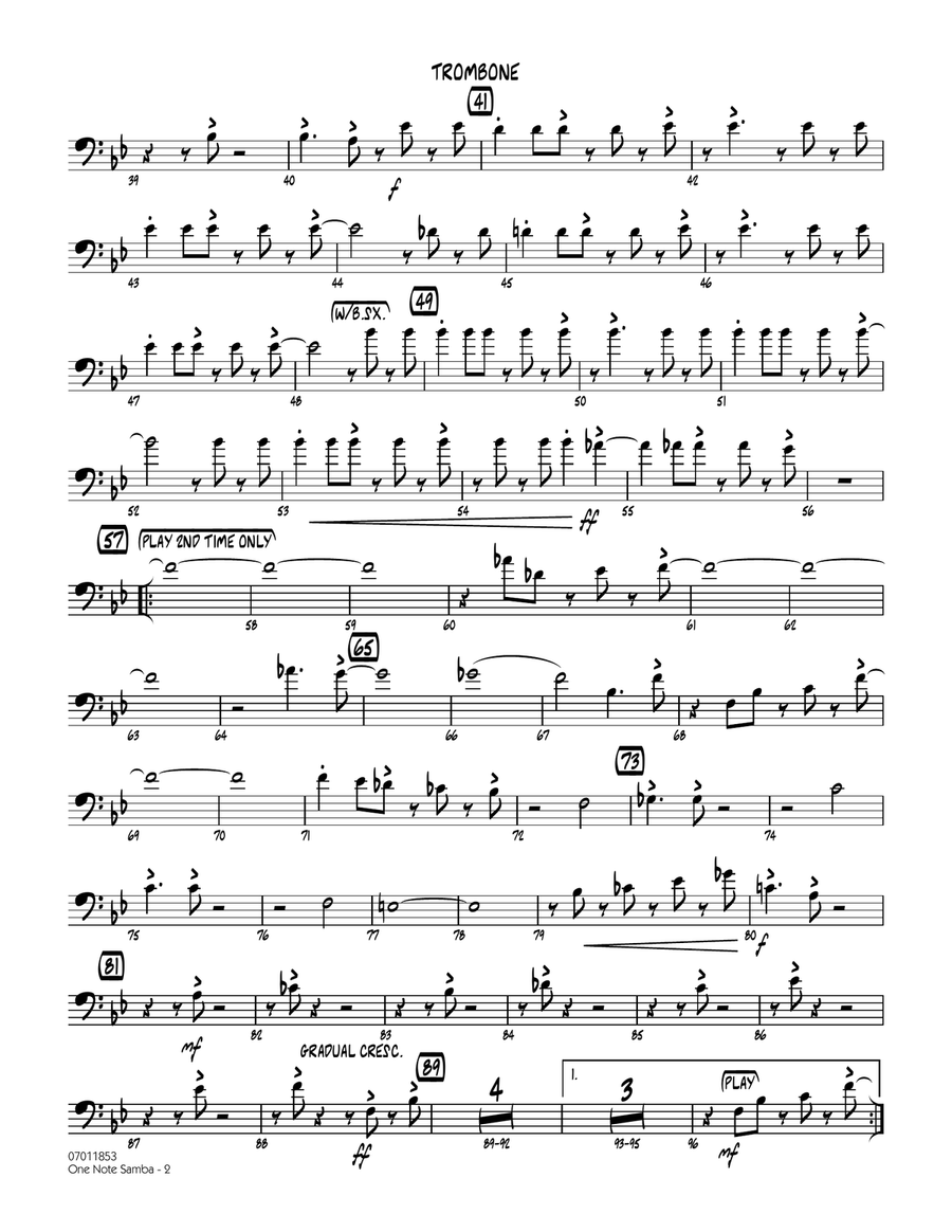 One Note Samba - Trombone Jazz Ensemble scores gallery preview page 2