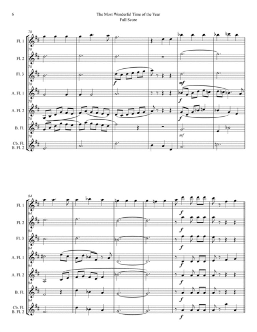 The Most Wonderful Time Of The Year Flute Choir scores gallery preview page 6