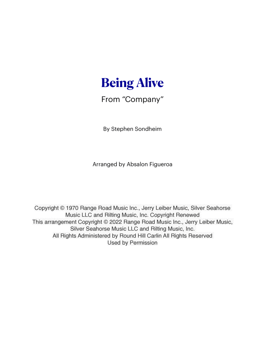 Being Alive Being Alive TTBB scores gallery preview page 1
