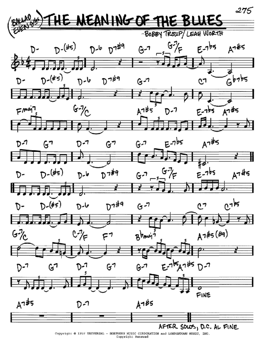 The Meaning Of The Blues C Instrument scores gallery preview page 1