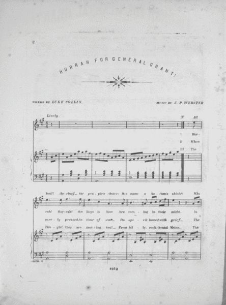 Hurrah For General Grant! Song and chorus