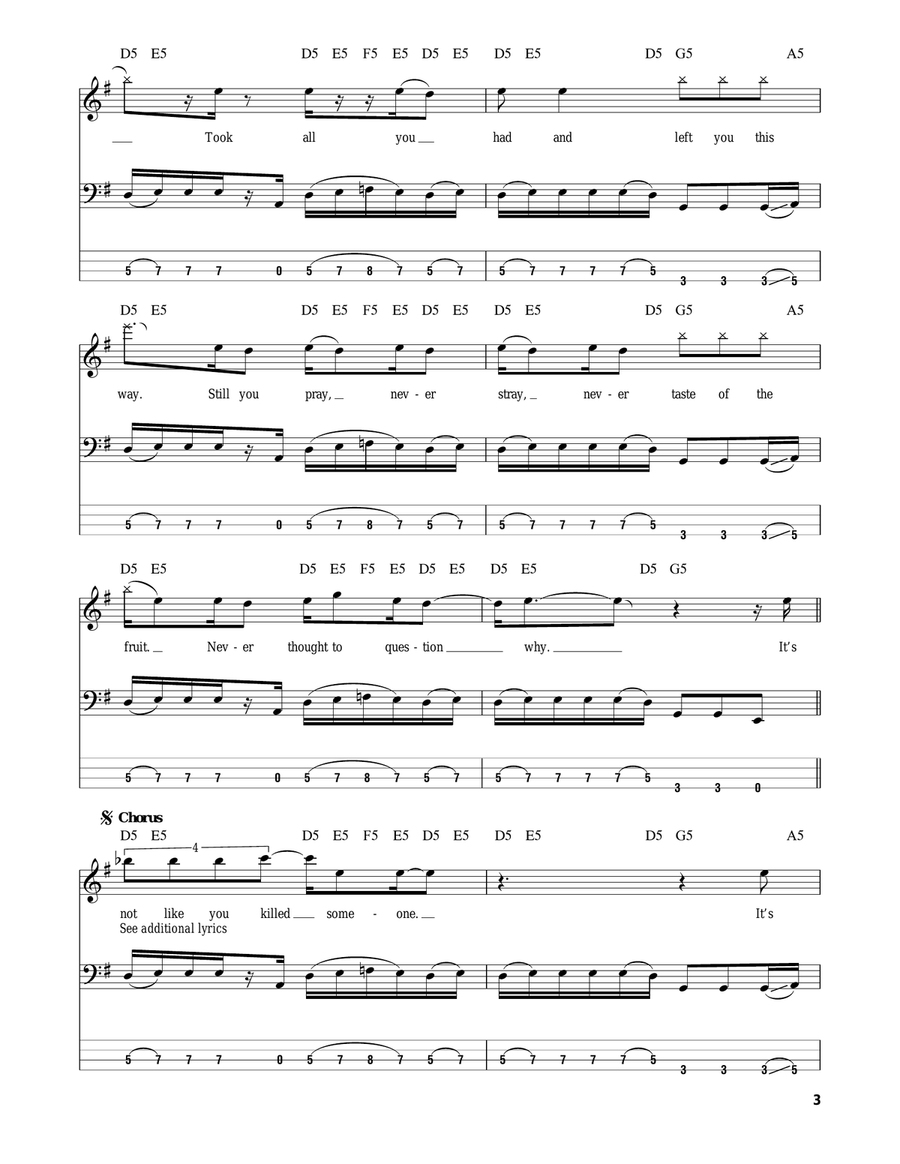 Judith Bass Guitar Tablature scores gallery preview page 3
