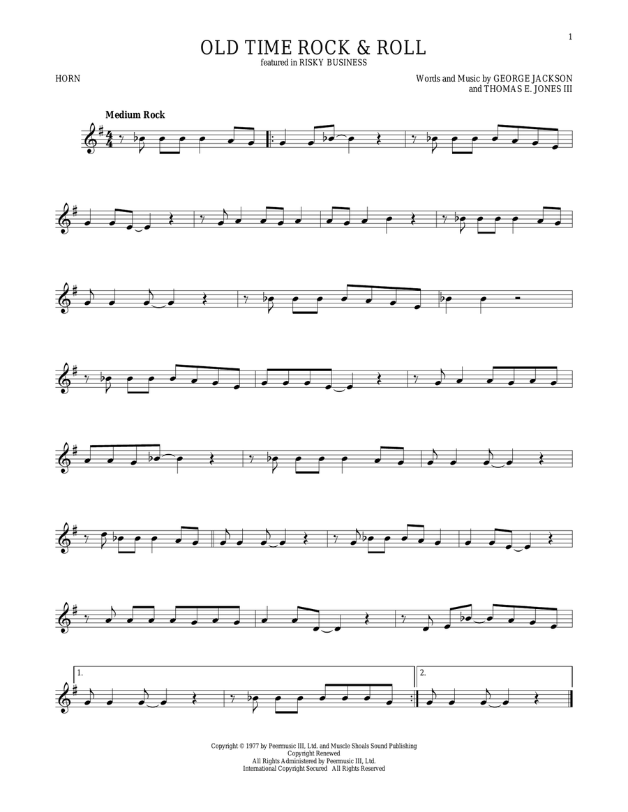 Old Time Rock & Roll Horn Solo scores gallery preview page 1