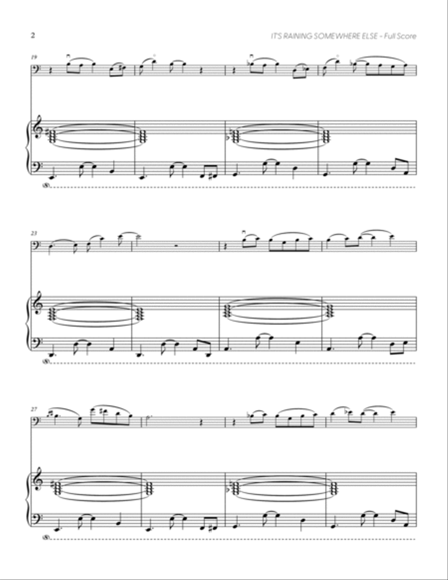 It's Raining Somewhere Else (from UNDERTALE) (for Solo Cello with Piano Accompaniment) Piano Accompaniment scores gallery preview page 3