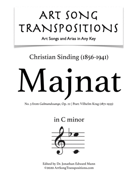 SINDING: Majnat, Op. 22 no. 3 (transposed to C minor)