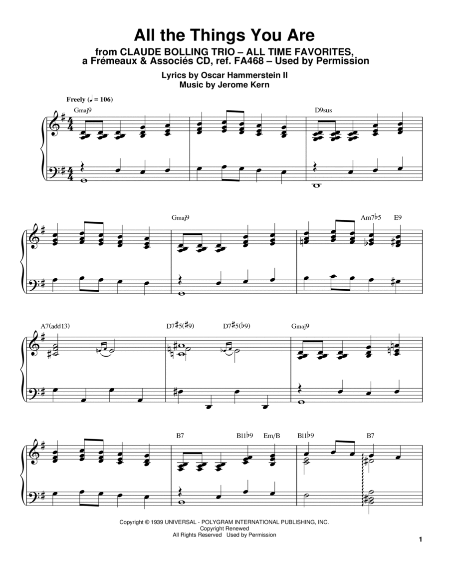 All The Things You Are All The Things You Are Piano scores gallery preview page 1