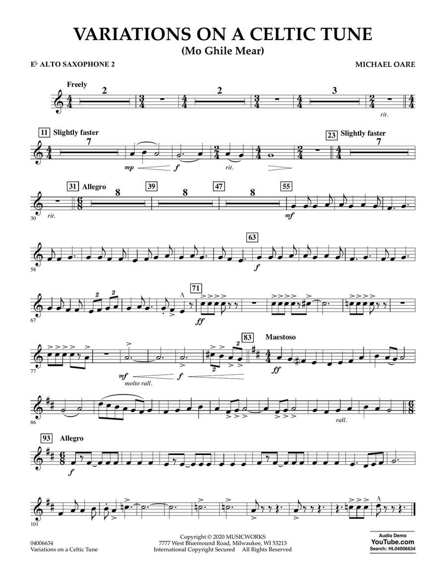 Variations on a Celtic Tune (Mo Ghile Mear) - Eb Alto Saxophone 2 Concert Band scores gallery preview page 1