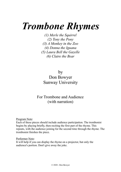 Trombone Rhymes Trombone - Digital Sheet Music