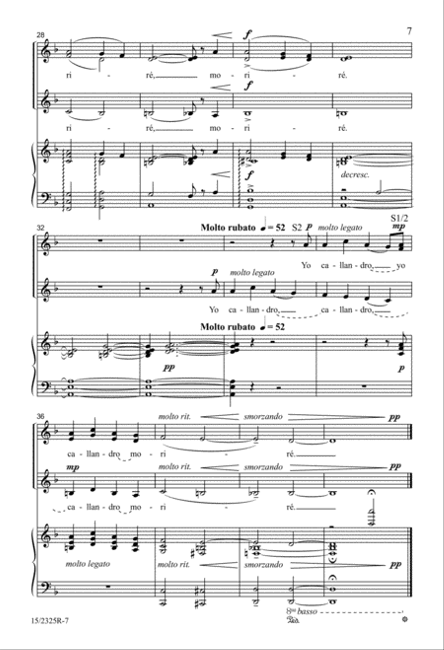 Veo que todos/Agora que sé d'amor (Everyone complains/Now I've discovered love) SSAA scores gallery preview page 7