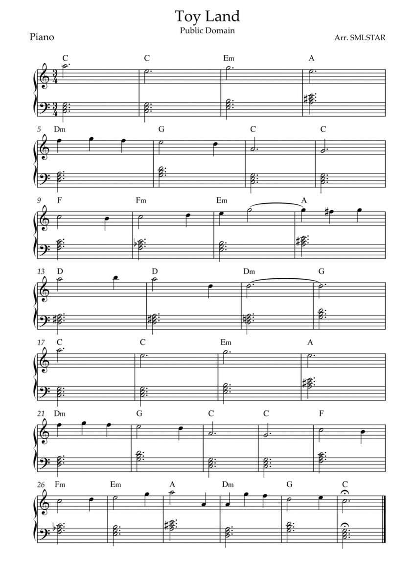 Toy Land PIANO sheet music, image number null
