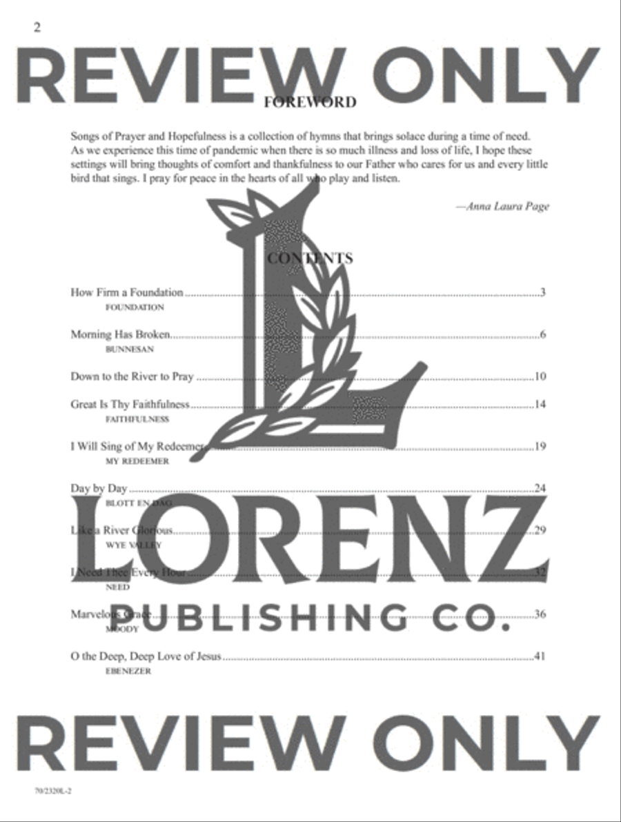 Songs of Prayer and Hopefulness Piano Solo scores gallery preview page 3