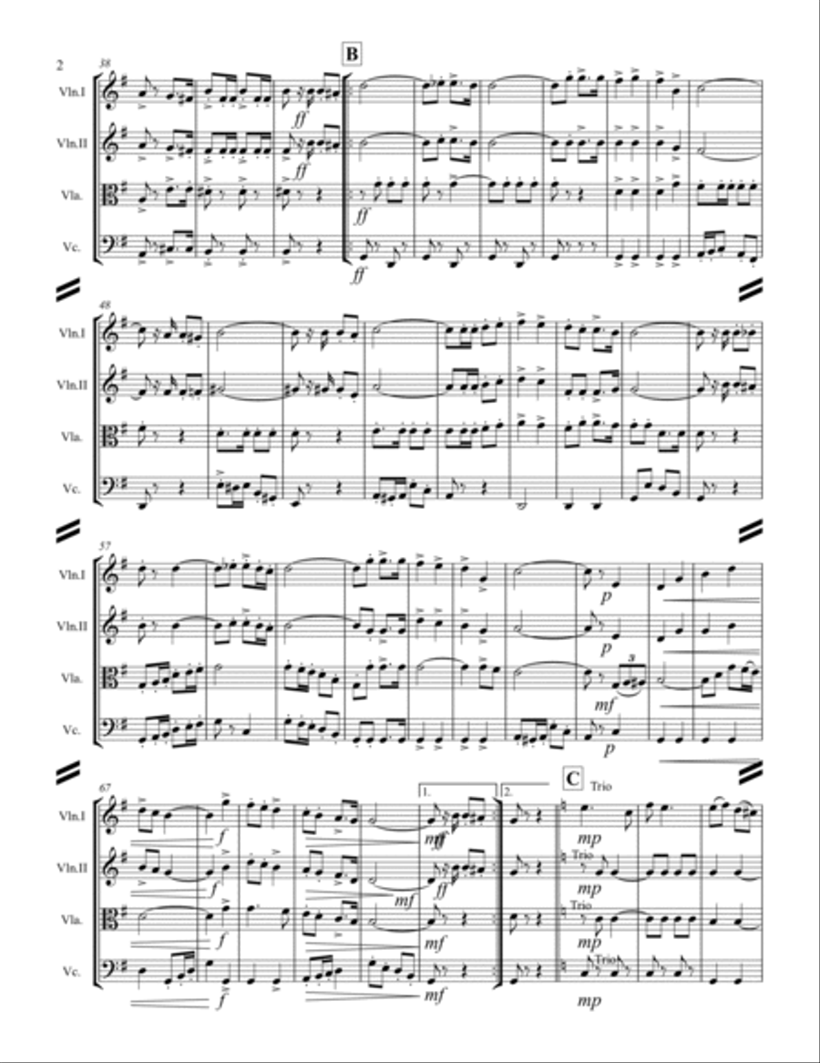 March - Army of the Nile (for String Quartet) String Quartet scores gallery preview page 3