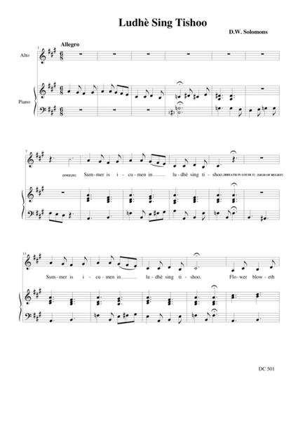 Ludhe Sing Tishu (Loud sing tishoo - Sneezing Song) (Alto and Piano) image number null