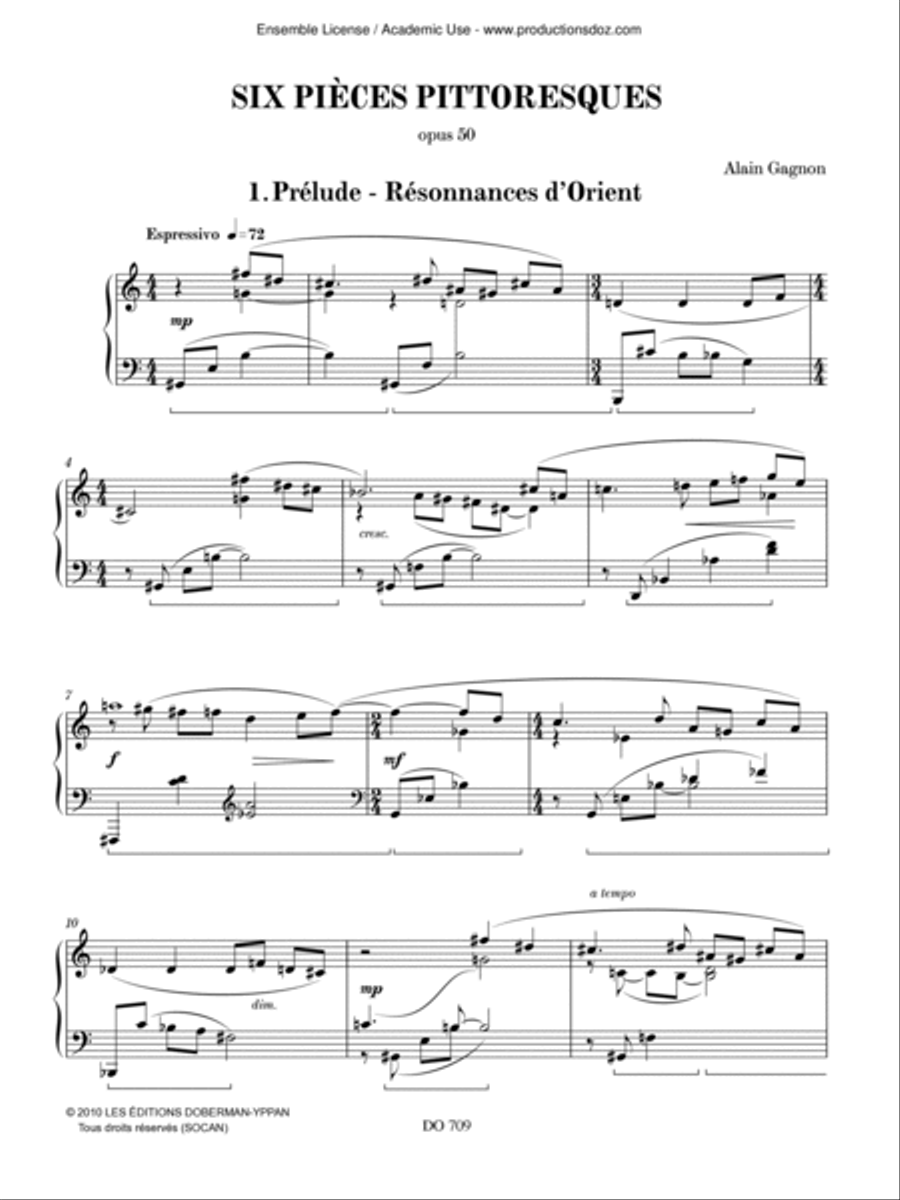 Six pièces pittoresques Piano Solo scores gallery preview page 2