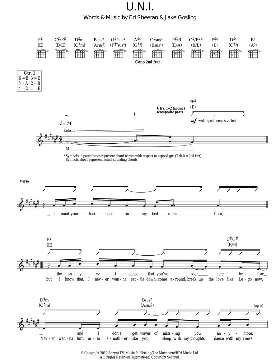 U.N.I. Acoustic Guitar scores gallery preview page 1