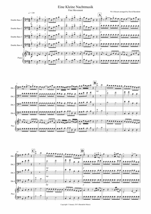 Eine Kleine Nachtmusik (1st Movement) for Double Bass Quartet
