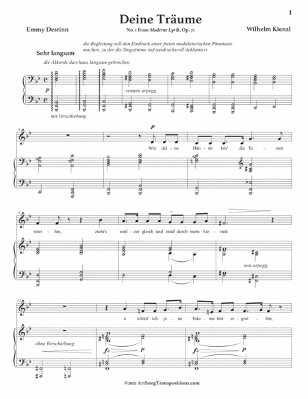 KIENZL: Deine Träume, Op. 71 no. 1 (transposed to B-flat major)