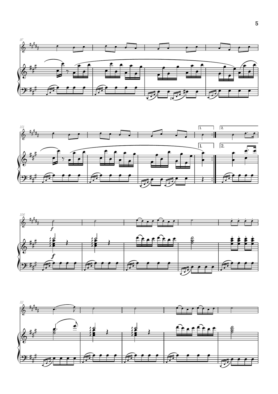 Rondo Alla Turca (Turkish March) • clarinet sheet music with piano accompaniment B-Flat Clarinet scores gallery preview page 5