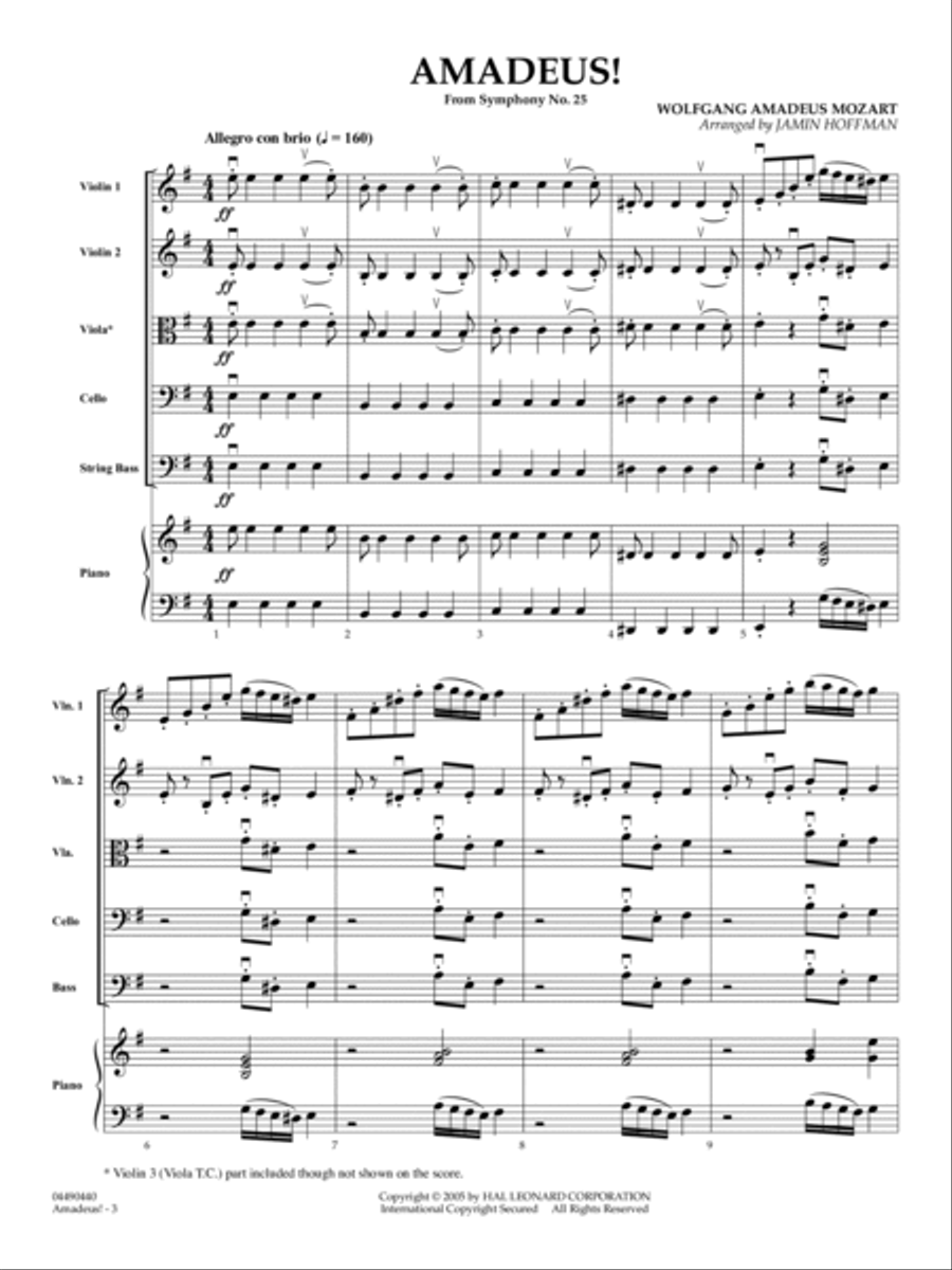 Amadeus! (arr. Jamin Hoffmann) - Full Score String Orchestra scores gallery preview page 2