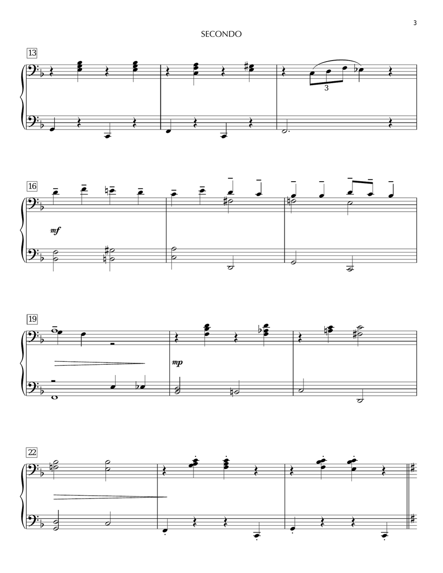 Here Comes Santa Claus (Right Down Santa Claus Lane) Piano Duet scores gallery preview page 3