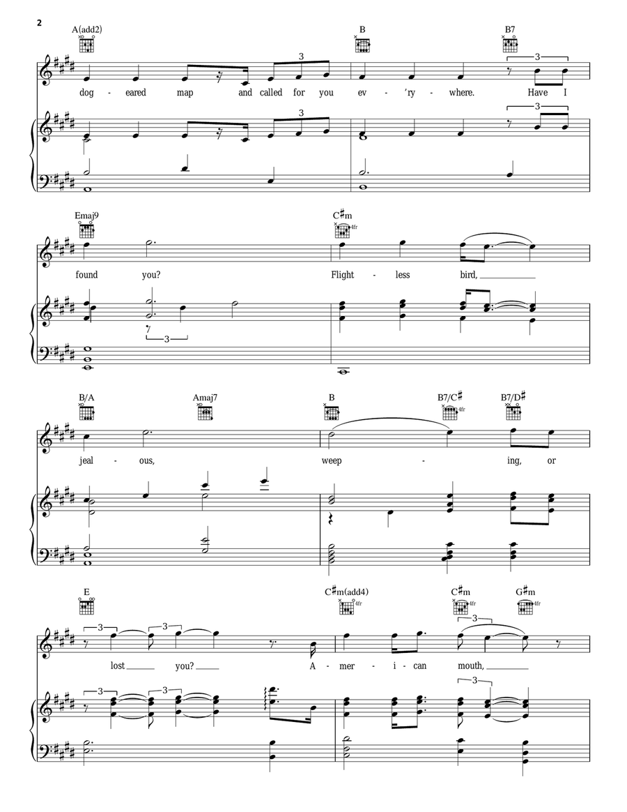 Flightless Bird, American Mouth (Wedding Version) Piano, Vocal, Guitar scores gallery preview page 2