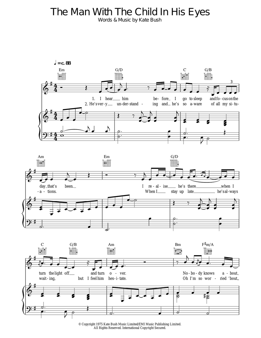 The Man With The Child In His Eyes Piano, Vocal, Guitar scores gallery preview page 1