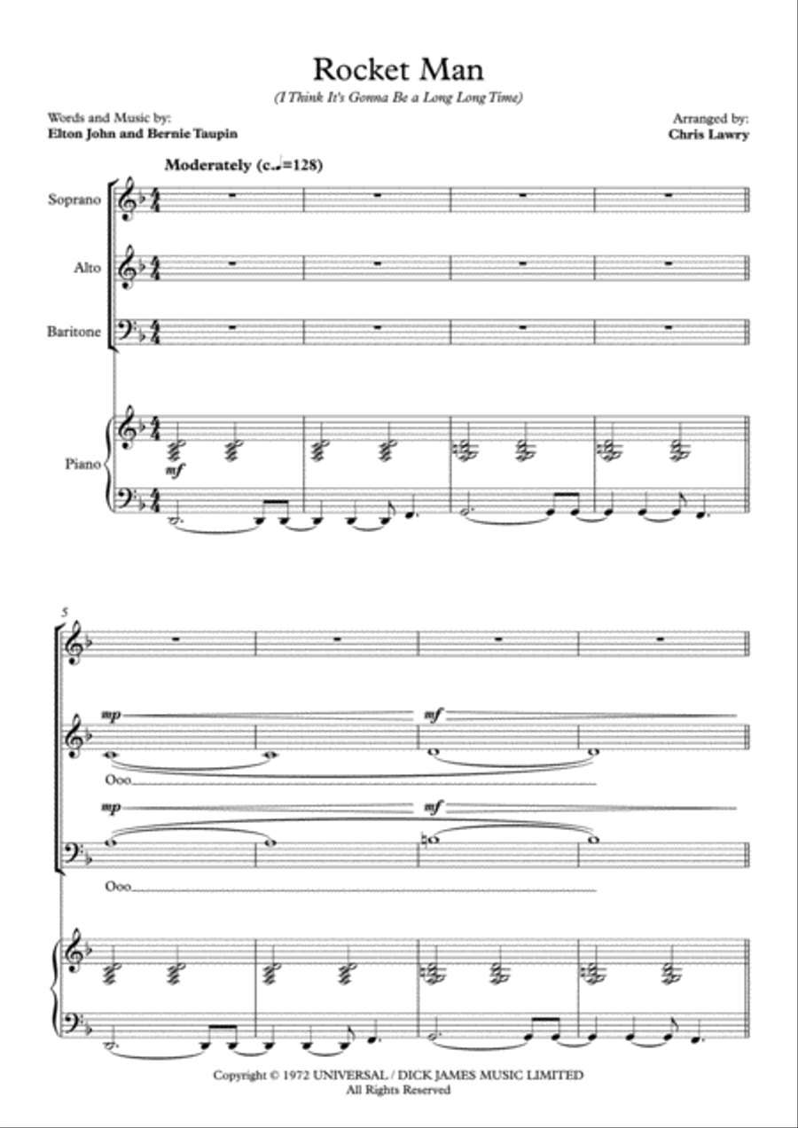 Rocket Man (i Think It's Gonna Be A Long Long Time) 3-Part scores gallery preview page 1