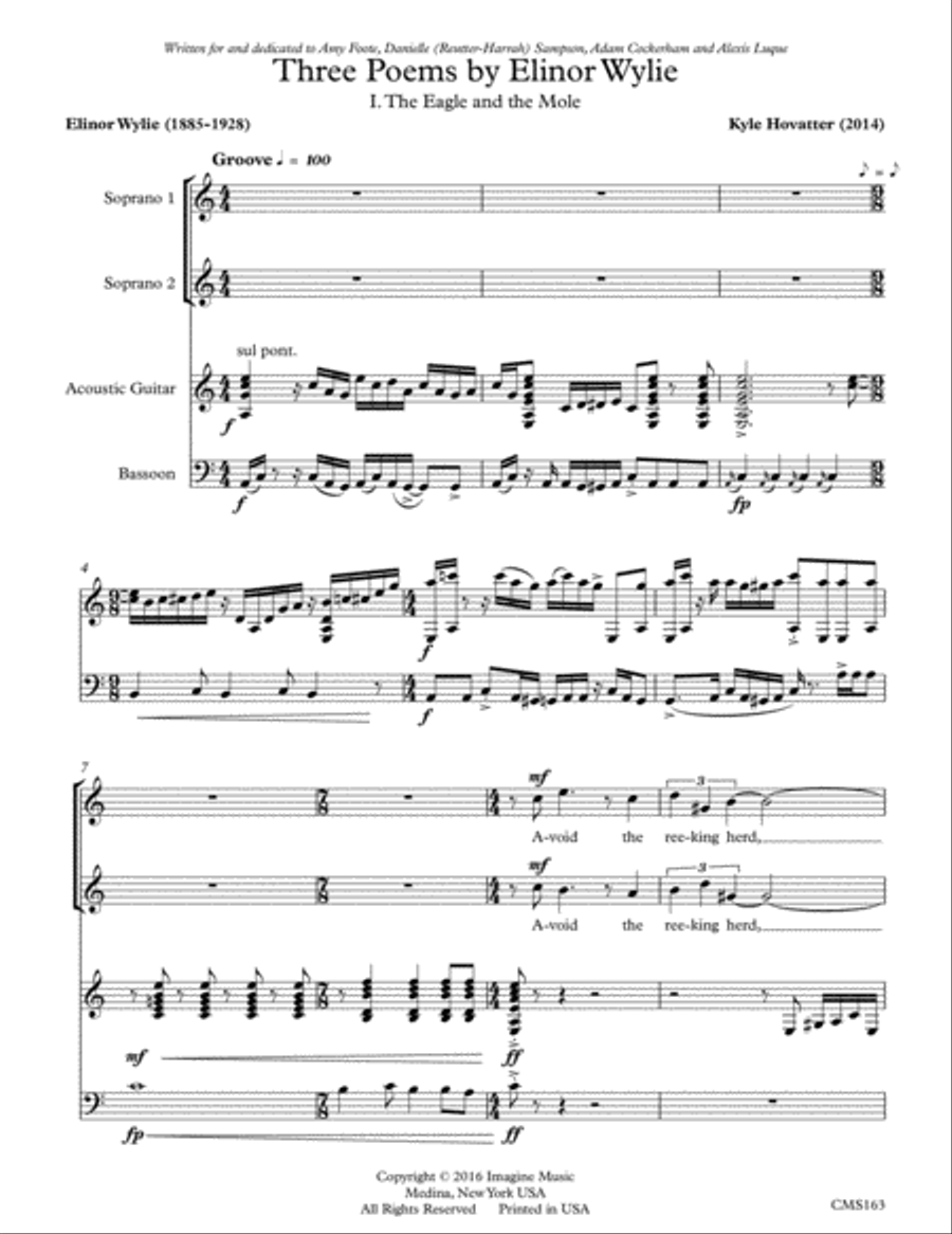 Three Poems by Elinor Wylie Bassoon scores gallery preview page 4